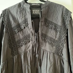 Scotch & Soda / Tie Front Babydoll Dress / Black / S